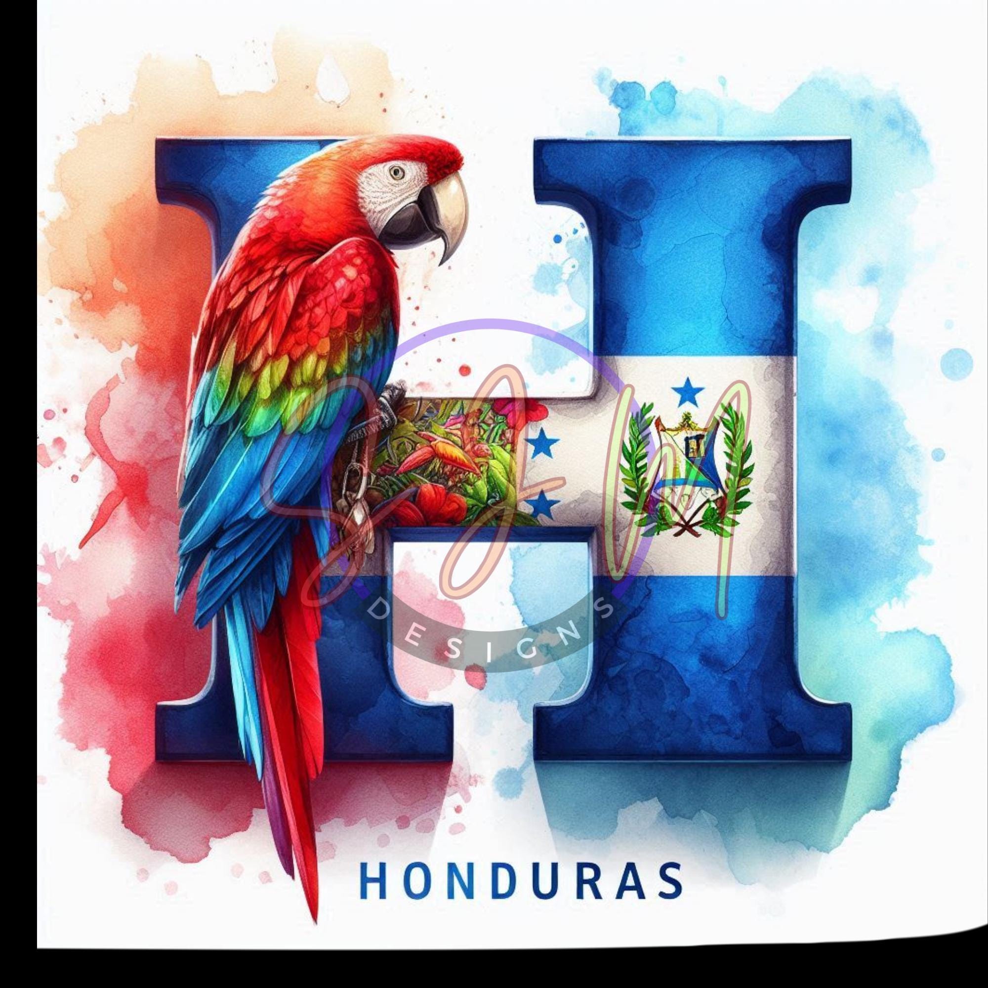 Honduras: flag, letter H, national symbols pack Digital PNG Image for Sublimation