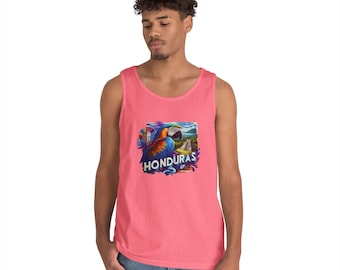 Honduras Parrot Tank Top, Unisex Summer Tee, Vacation Apparel, Eco-Friendly Gift, Tropical Style Shirt