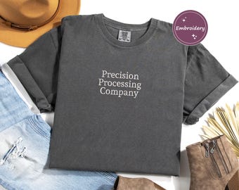 Embroidered Custom Comfort Colors Tee, Custom Your Text Embroidered Ultra Soft Tee, Monochromatic T-Shirts