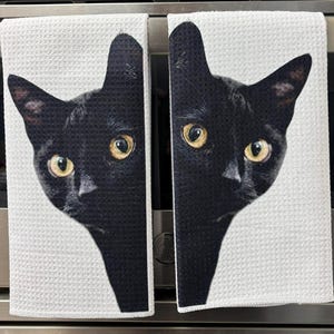 Black Cat Towels, Absorbent Microfiber Waffle Weave Kitchen