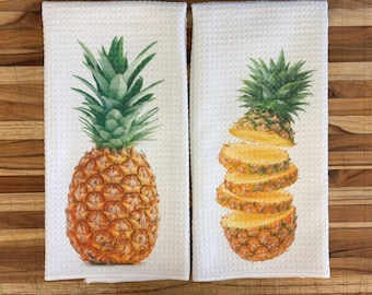 Fresh Pineapple Sliced Kitchen Towels Set: Absorbent Dish Cloths for Home Decor