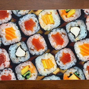 Mantel individual de sushi: Decoración de mesa colorida y lavable para comer