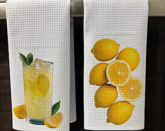 Fresh Lemons and Lemonade Kitchen Towels Set: Absorbent Dish Cloths for Home