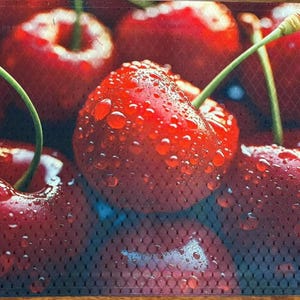Red Cherries Placemat, Washable Dining Decor with Dye Diffusion Ink