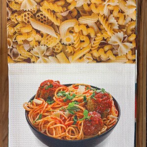 Design de macarrão, espaguete e almôndegas: pano de prato absorvente para amantes da comida italiana
