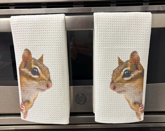 Delightful Chipmunk Kitchen Towels Set: Absorbent Dish Towels for Nature Lovers