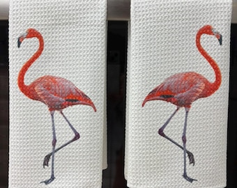 Flamingo Geschirrtücher Set: Florida Tropisches Dekor, saugfähige Geschirrtücher für Zuhause