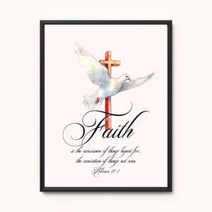Hebrews 11:1 Scripture Print, Faith Bible Verse, Christian Wall Art, Inspirational Home Decor, Religious Gift for Women, Scripture Art