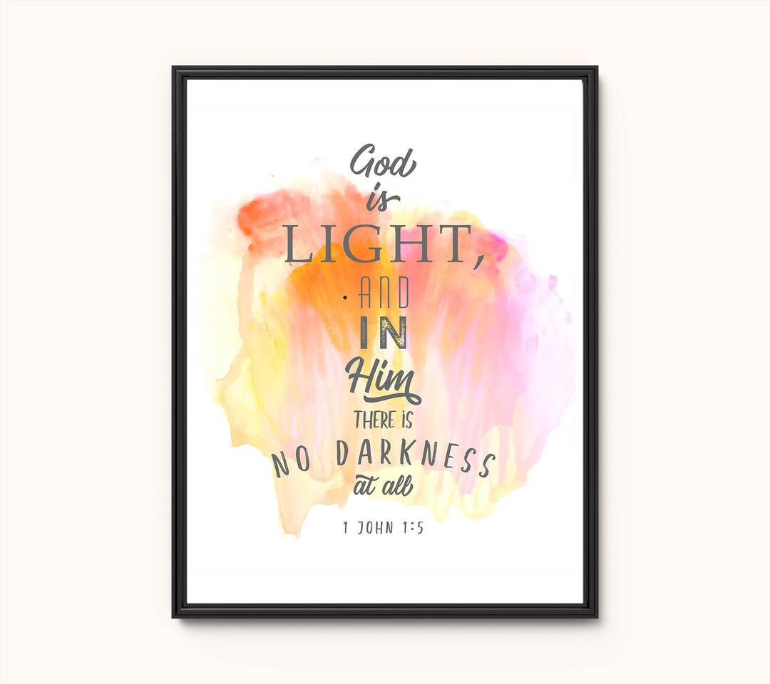 God is Light, 1 John 1:5 Bible Verse Decor, Christian Scripture Poster ...