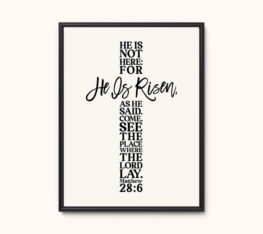 Matthew 28:6 Bible Verse Art Print, He is Risen, Jesus Christ ...