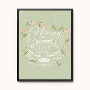 Proverbs 19:21 Bible Verse Print, Scripture Decor, Christian Decor, Christian Art Print, Christian Poster, Christian Scripture Gift