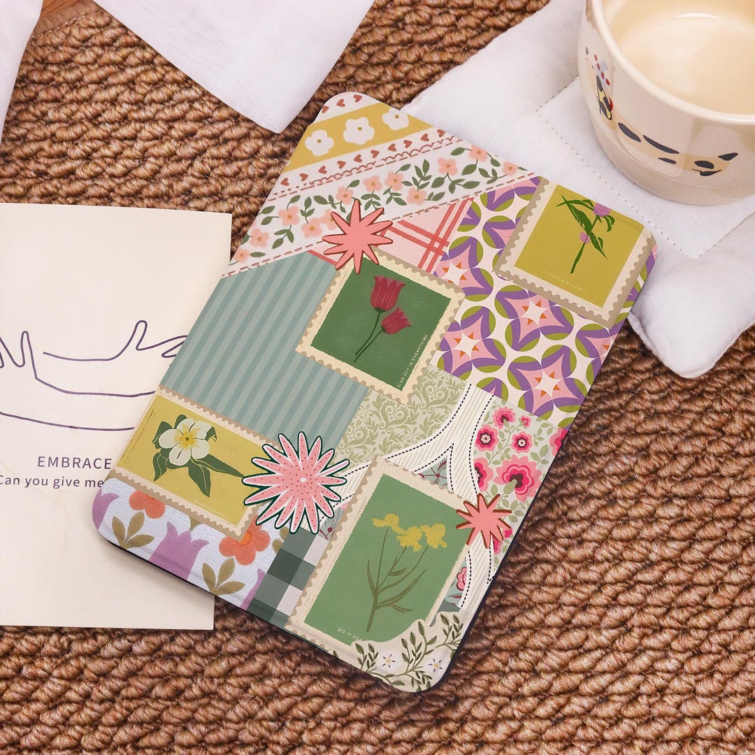 Retro Floral Stamps Collage Case for Kindle Paperwhite 12/11/10th ...