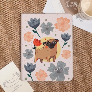 Cute Pug Dog Custom iPad Case For iPad Pro 2024/2022/2021,iPad Air 7-11 2025 Cover,iPad 6/7/8,iPad Mini Case With Pencil Holder,Gift for Her