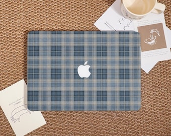 Vintage Blue Beige Plaid MacBook Case,New MacBook Pro 14 A3434 (M5),Cover for Mac Air 13/15",Apple Laptop Pro 15/16" Sleeve,M1 M2 M3 M4