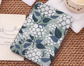 BlueBase-WhiteFloral Custom Case For Kindle PaperWhite 12/11/10,Kindle 2024/Colorsoft,Kindle 10th 11th Gen,Kindle 7"/6.8"/6 Case,Custom Gift