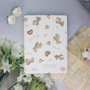 Cute Puppy Cartoon Girl Custom iPad Case For iPad Pro 2024/2022/2021,iPad Air 7-11 2025 Cover,iPad 6/7/8,iPad Mini Case With Pencil Holder
