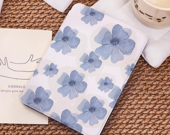 Painting Blue Flower Custom Case For Kindle PaperWhite 12/11/10,Kindle 2024/Colorsoft,Kindle 10th 11th Gen,Kindle 7"/6.8"/6 Case,Custom Gift