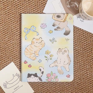 Cute Cartoon Cat Custom iPad Case For iPad Pro 2025/2024/2022,New iPad Air 7-11"/13" 2025 Cover,iPad 6/7/8,iPad Mini Case With Pencil Holder