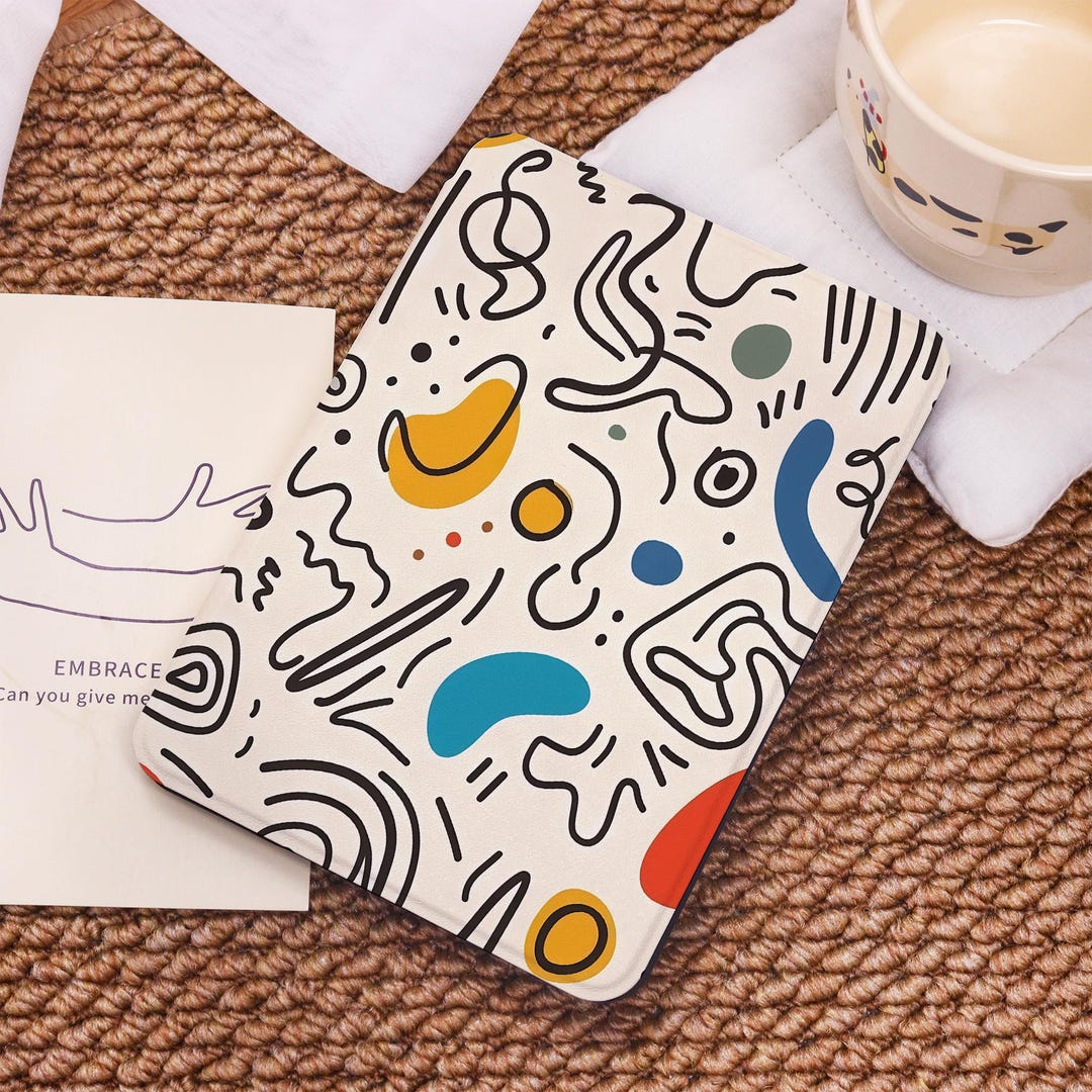 Hand-drawn Abstract Lines Custom Case for Kindle Paperwhite 12/11/10th ...