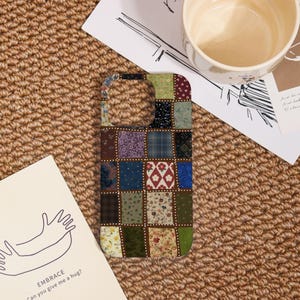 Vintage Patchwork iPhone Case,Personalized Phone Case for iPhone 14/15/16/17 Pro Max,iPhone Air 16e Plus SE XS Cover,iPhone Mini 12/13 Case