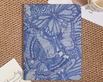 Blueprint Butterfly iPad Case For iPad Pro 2025-11/13",New iPad Air 7-11"/13" 2025 Cover,iPad 7/8/9th,iPad Mini Case With Pencil Holder,Gift