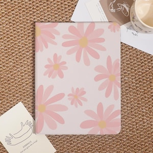 Pink Painting Flower Custom iPad Case For iPad Pro 2024/2022/2021,New iPad Air 7-11/13&quot; 2025 Cover,iPad 6/7/8,iPad Mini Case With Pen Holder