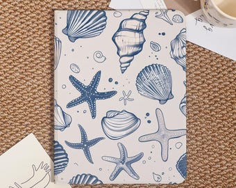 Blue Shellfish Seastar Custom iPad Case For iPad Pro 2024/2022/2021,iPad Air 7-11&quot; 2025 Cover,iPad 6/7/8,iPad Mini Case With Pencil Holder
