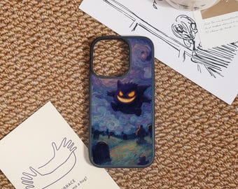 Gengar Starry Night iPhone Case,Personalized Phone Case for iPhone 14/15/16/17 Pro Max,iPhone 16e Air Plus SE X XR XS Cover,iPhone Mini 13