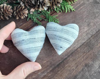 Tiny Linen Hearts • Neutral Fabric Heart Ornaments • Rustic Farmhouse Decor • Handmade Cottagecore Accents, Valentine or Wedding Favor
