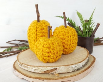 Honey comb pumpkins for cozy home decor. Set of 3. Crochet fall home decor. Thanksgiving table decor, Farmhouse decor, we are expecting fall