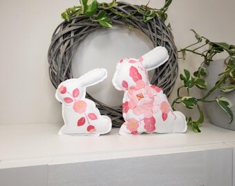 Upcycled Floral Bunny • Recycled Vintage Tablecloth Decor • Handmade Easter Rabbit • Minimal Spring Home Accent