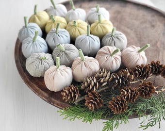 Linen Fabric Pumpkins • Soft Pastel Fall Decor • Handmade Autumn Table Accents • Neutral Cottagecore Pumpkins