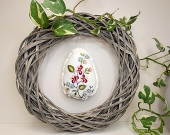 Fabric Easter Eggs from Vintage Embroidered Tablecloths – Handmade Spring Decor – Cottagecore Easter Ornaments