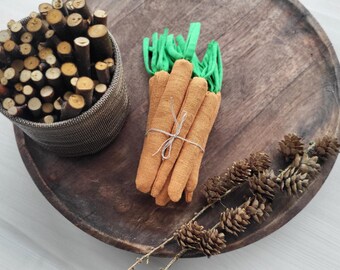Handmade Linen Carrots • Rustic Easter, Spring Decor • Farmhouse Table Accents • Natural Linen Vegetable Bundle  Neutral Seasonal Home Decor