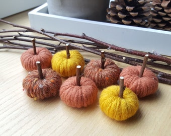 Tiny pumpkins. Tweed pumpkin decor, Natural Thanksgiving decor, Farmhouse decor, Halloween decor, fall home decor, fall wreath decor