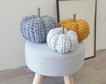 Chunky crochet pumpkins. Fall table topper, Thanksgiving decor, Farmhouse decor, Halloween decor, Fall home decor, Rustic pumpkin decor