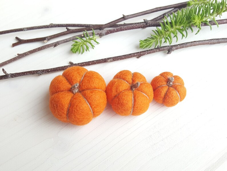 Felt pumpkins. Thanksgiving decor, Farmhouse decor, Halloween decor, Country living, fall home decor, fall wreath decor, felt pumpkin decor image 2