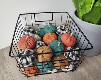 Traditional pumpkins. Fabric pumpkins. Rustic fall decor, Cozy home decor, plaid pumpkin decor, cottage decor, my cozy home