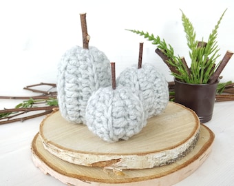 Pumpkins centerpiece for cozy home decor. Set of 3 Crochet fall home decor. Thanksgiving table decor, Farmhouse decor, we are expecting fall