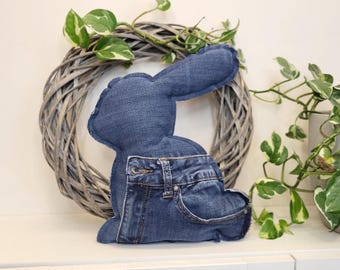 Upcycled Denim Bunny • Modern Easter Decor • Reworked Jeans Rabbit • Handmade Spring Decoration • Minimalist Rustic Home Accent