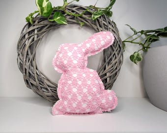 Pink Lace Bunny for Easter Decor – Shabby Chic Spring Door Decor – Pink Lace Ornament – Handmade Spring Decor for Entryway or Table