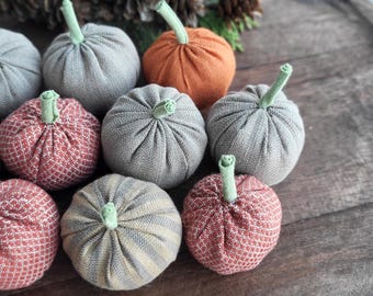 Linen Pumpkins • Fabric Fall Decor • Handmade Autumn Accents • Neutral Rustic Table Styling