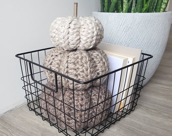 Chunky crochet pumpkins. Brown chunky pumpkins stack. Thanksgiving decor, Farmhouse decor, Halloween decor, Fall home decor, Rustic decor