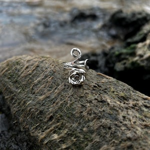 Silver rose ring, adjustable ring, sterling silver ring with rose.