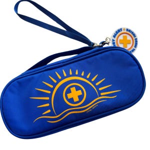 Insulated EpiPen Case | Blue Sunburst | Multiple Carrying Options | Emergency ID