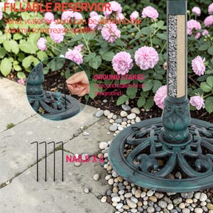 Antique Bird Bath Outdoor Garden Decor | 28" Polyresin Vintage Yard Art | Garden Statue Birdbath | Patio Lawn Backyard Ornament