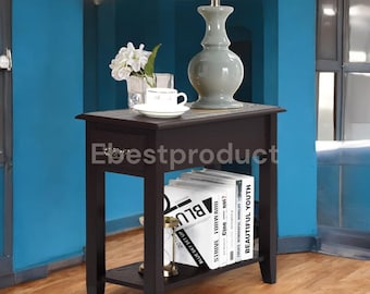 Narrow End Table: Slim Coffee Nightstand with Drawer & Shelf