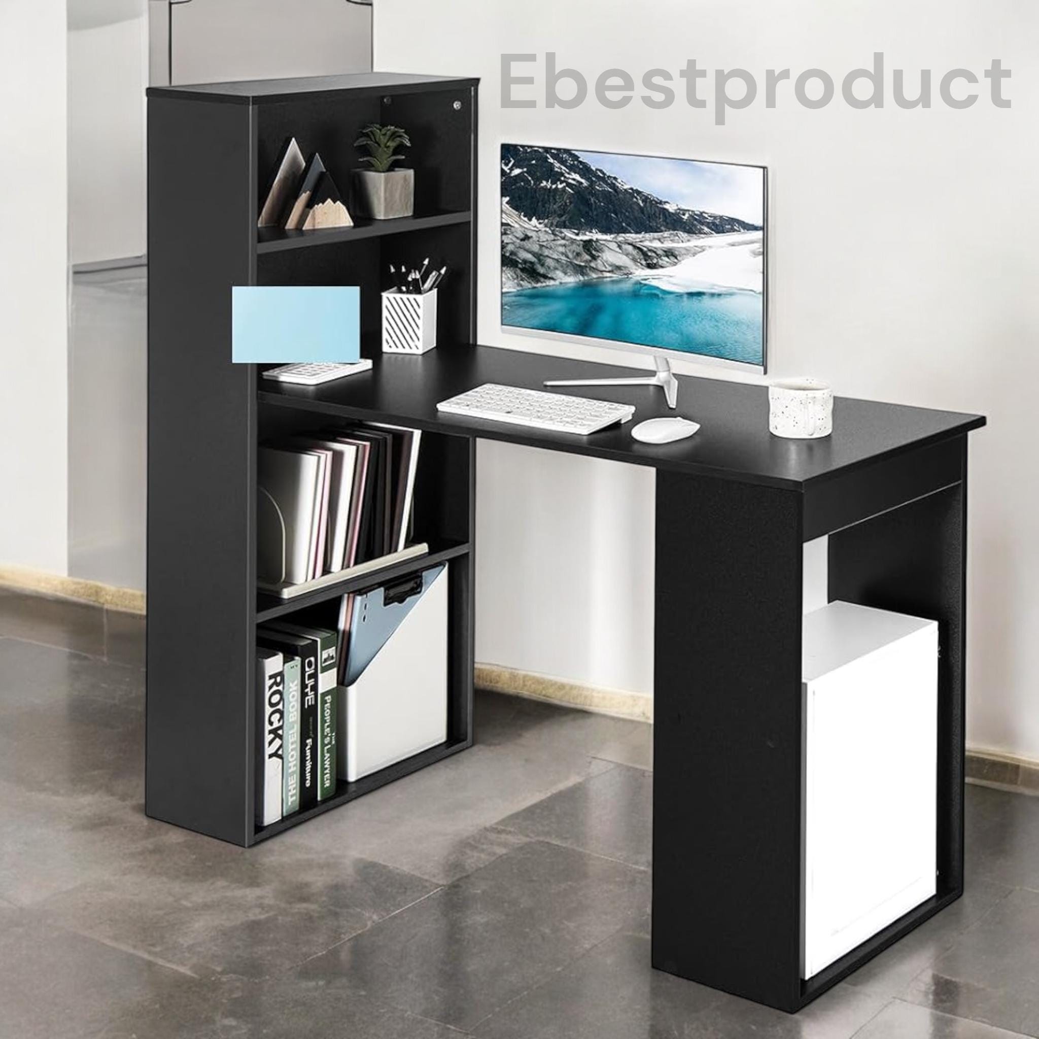 Compact Computer Desk With Bookshelf: Home Office Workstation - Etsy