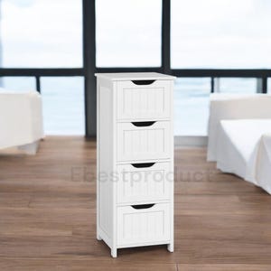 Bathroom Floor Cabinet Wooden Side Storage Organizer 4 Drawer Freestanding Cabinet For Bathroom Hallway Living Room
