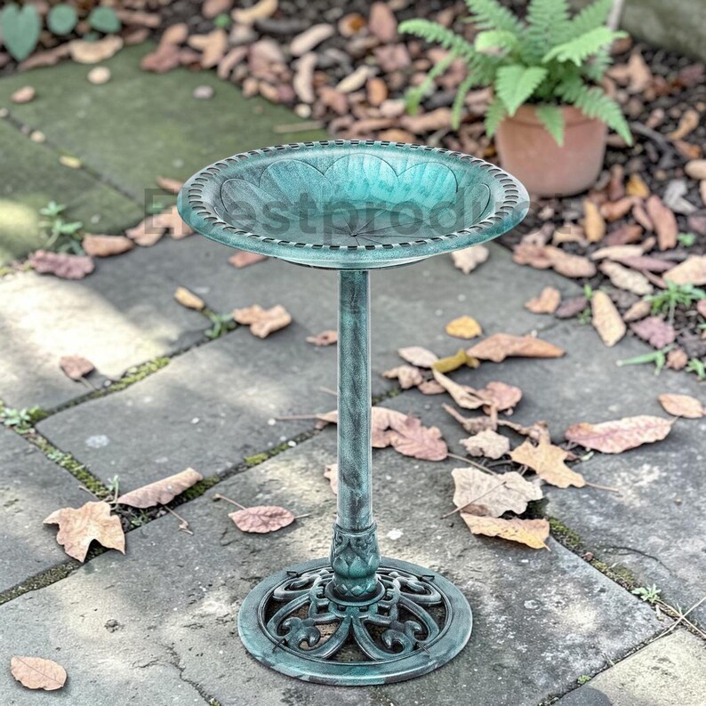 Antique Bird Bath Outdoor Garden Decor | 28" Polyresin Vintage Yard Art | Garden Statue Birdbath | Patio Lawn Backyard Ornament
